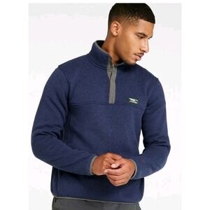 L L Bean Men's Sweater Fleece Pullover Slightly Fitted In Bright Navy Sz XL Reg